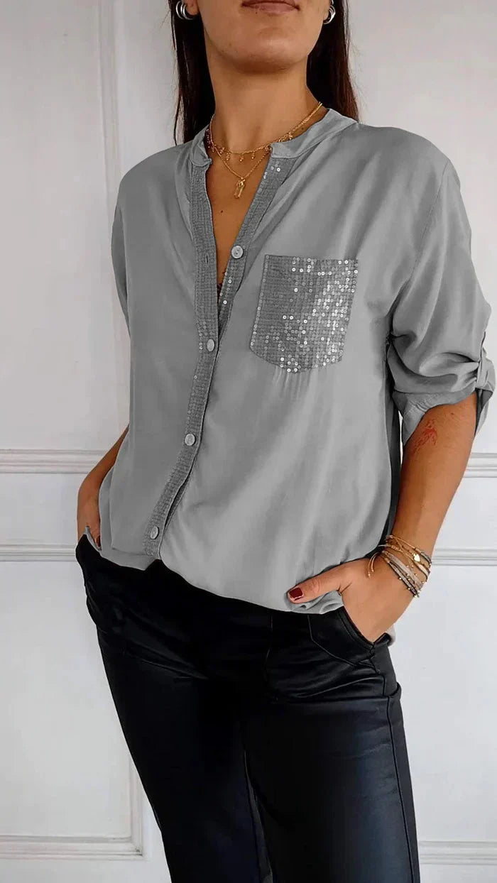 Jasmine women's V-neck sequin shirt