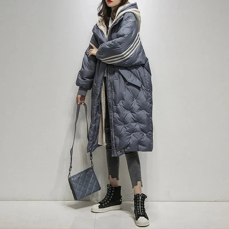 Ursula women's long quilted coat with hood