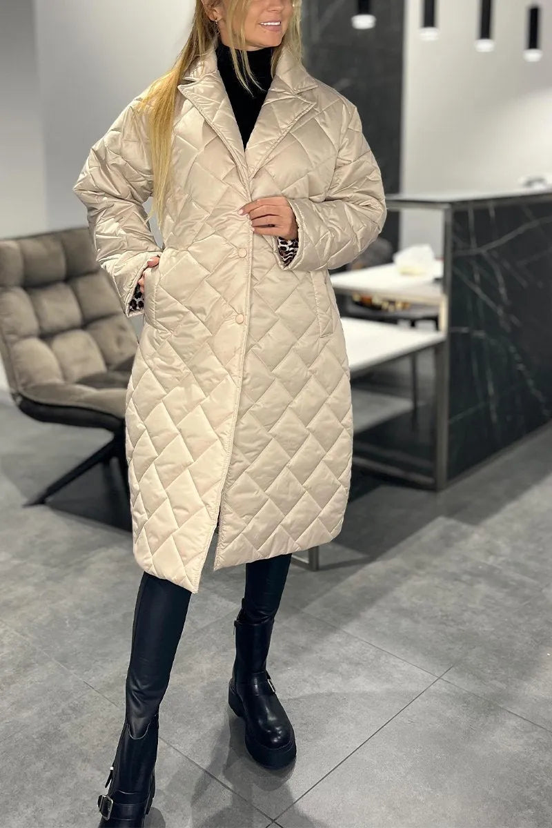Kendall women's quilted winter coat with leopard lining