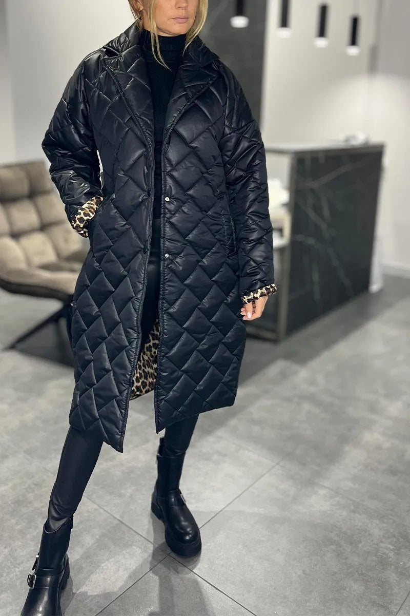 Kendall women's quilted winter coat with leopard lining