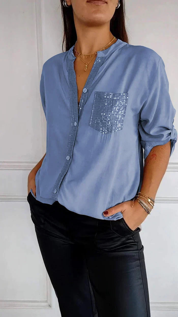 Jasmine women's V-neck sequin shirt