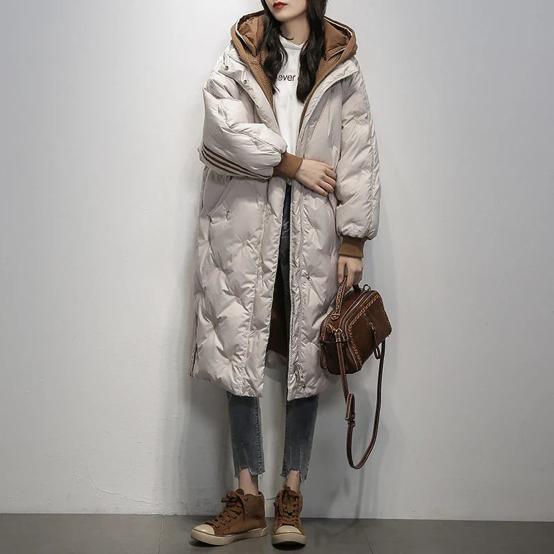 Ursula women's long quilted coat with hood