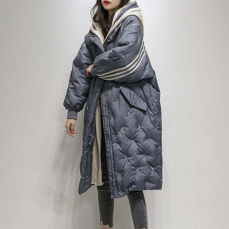 Ursula women's long quilted coat with hood