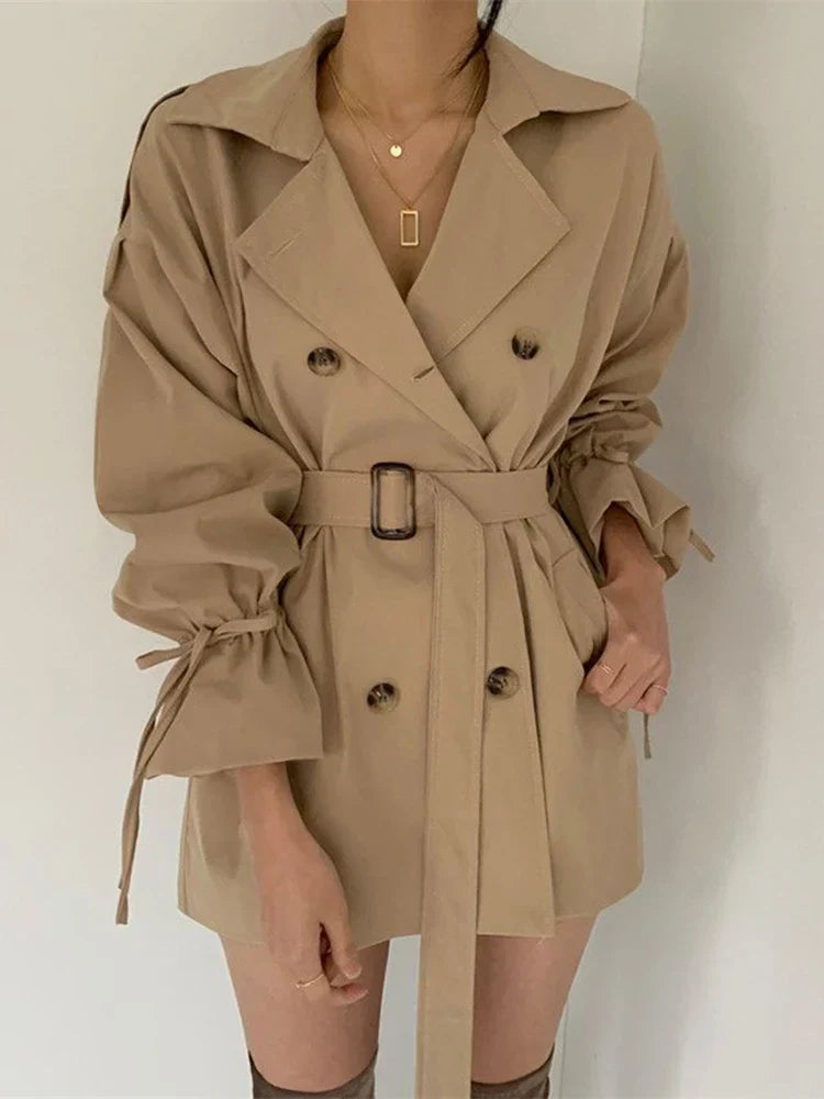 Flora women's double-breasted winter coat dress with belt