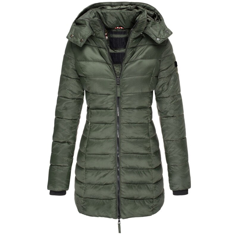 Elise women's long down jacket with hood
