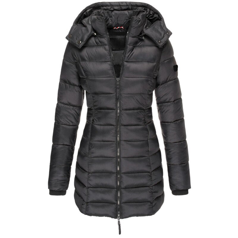 Elise women's long down jacket with hood