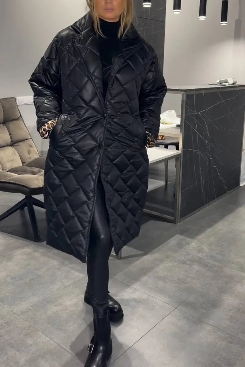 Kendall women's quilted winter coat with leopard lining
