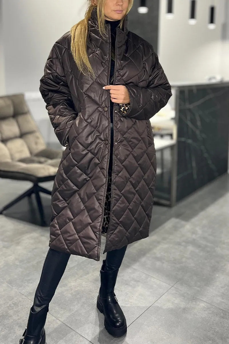 Kendall women's quilted winter coat with leopard lining